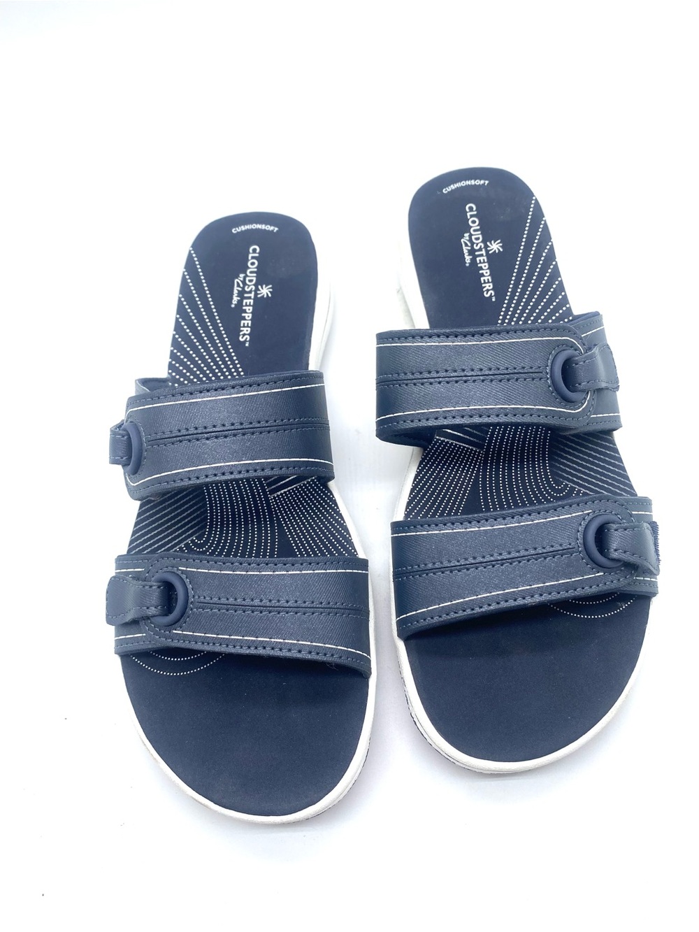 Cloudsteppers by Clarks Navy Double-Strap Slide Sandals